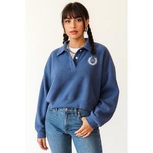 PINK Victoria Secret Crop Top Sweatshirt Size Medium Blue Casual